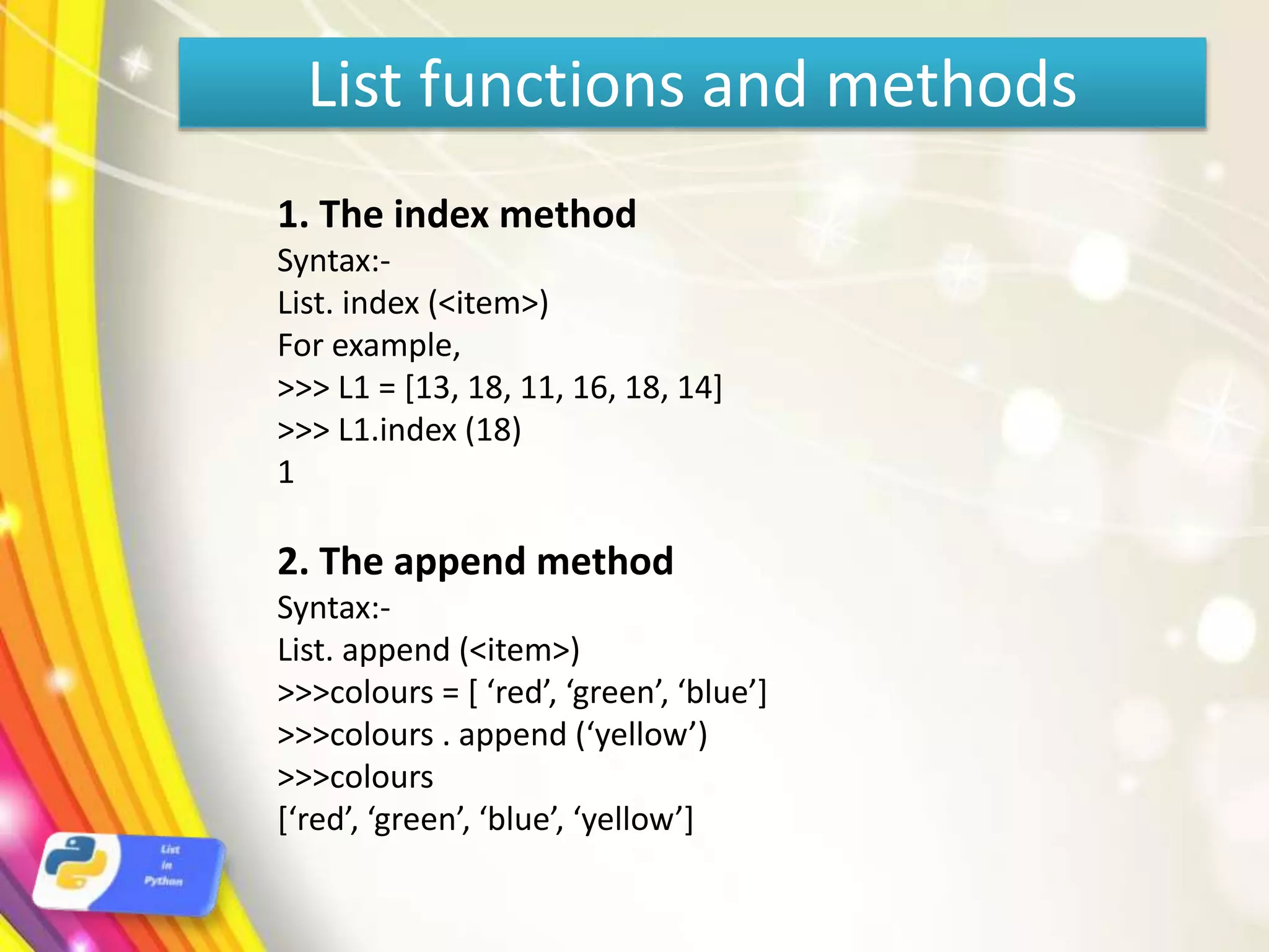 Python lists | PPT