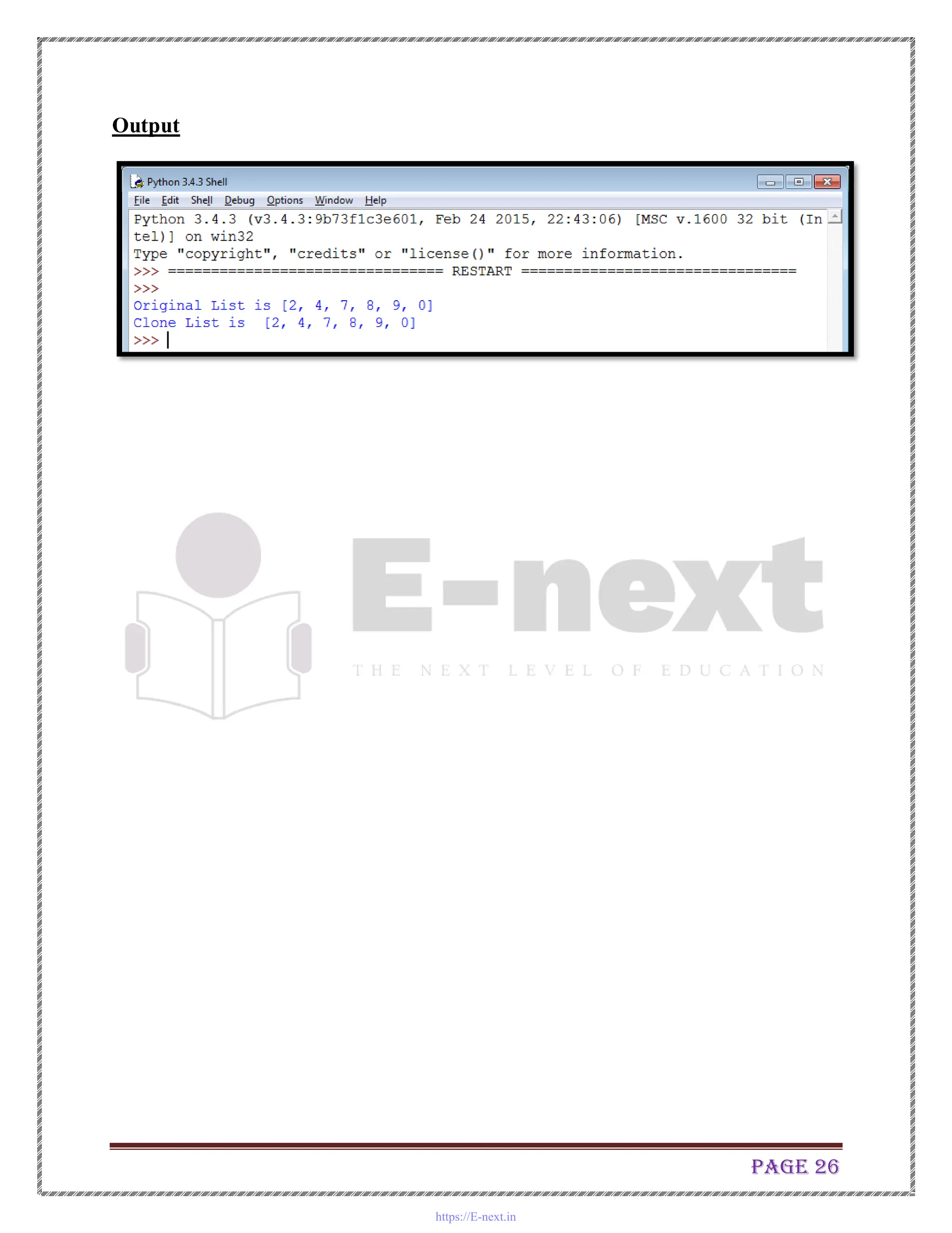 Page 26
Output
https://E-next.in
 