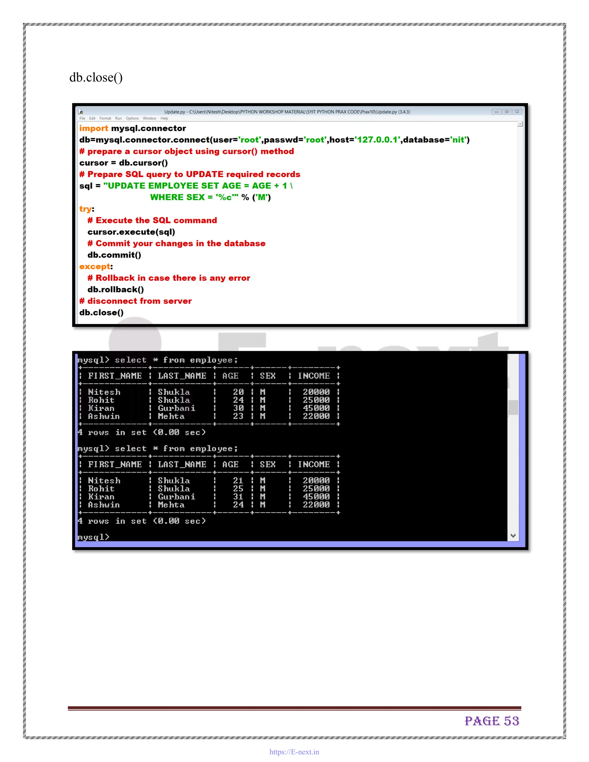 Page 53
db.close()
https://E-next.in
 