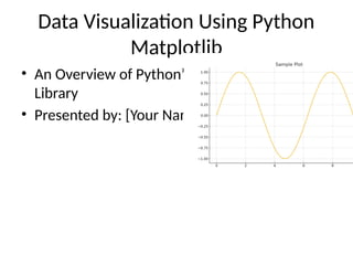 Data Visualization Using Python
Matplotlib
• An Overview of Python’s Powerful Plotting
Library
• Presented by: [Your Name]
 
