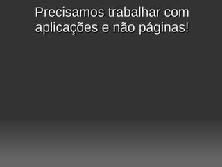 Precisamos trabalhar com
aplicações e não páginas!
 