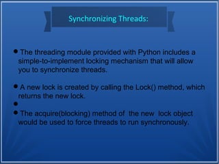 Python multithreading session 9 - shanmugam | PPT