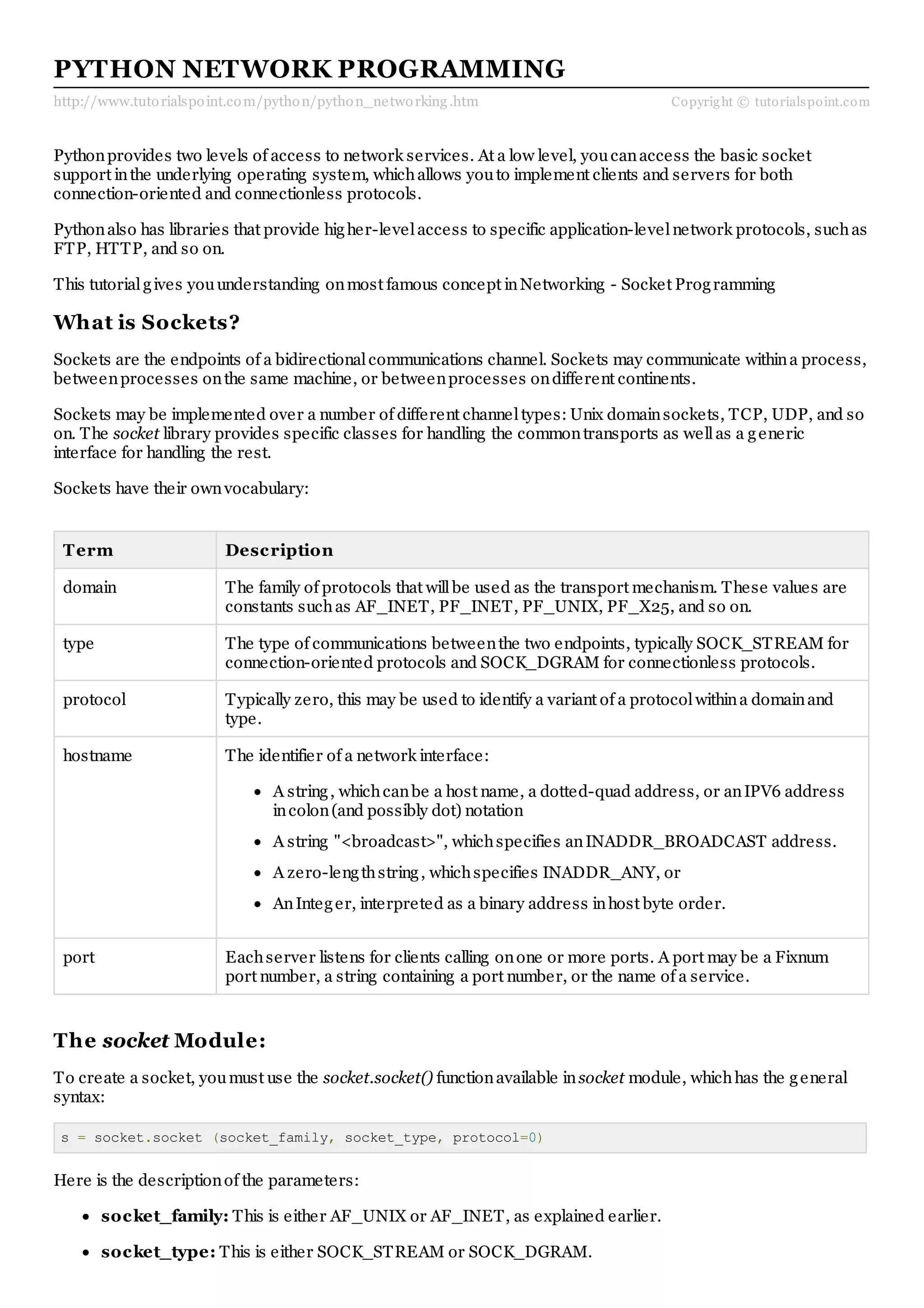 Python networking | PDF