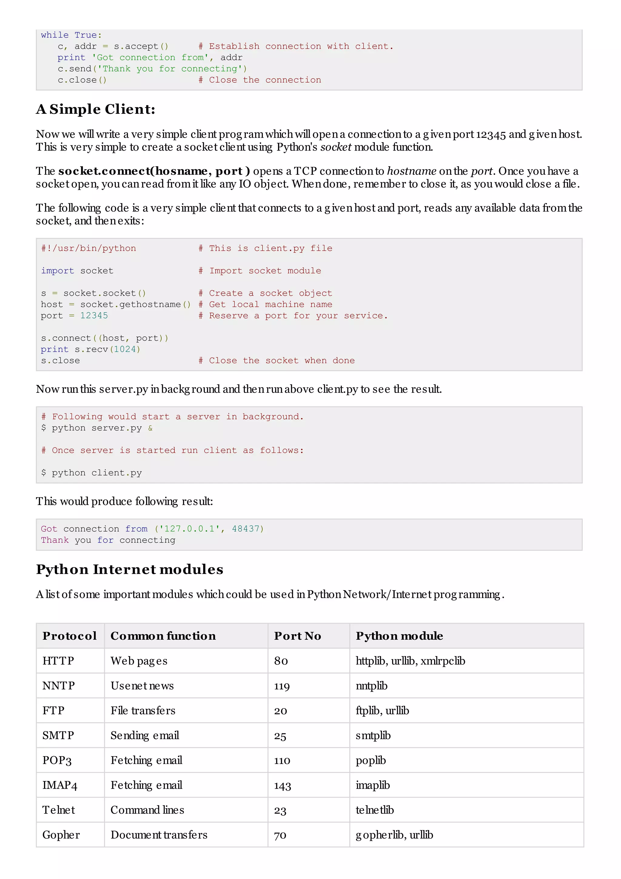 Python networking | PDF