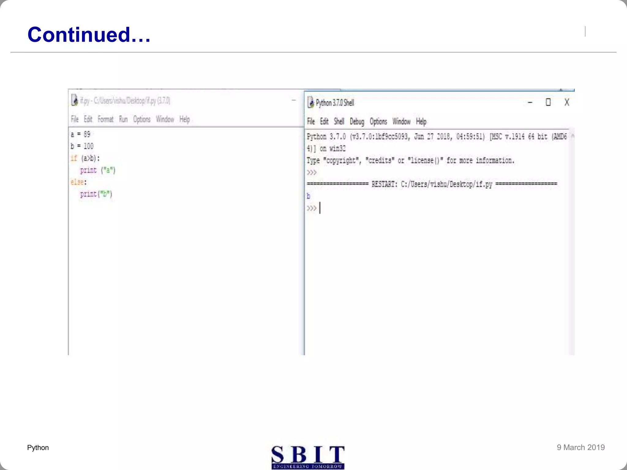 Continued…
9 March 2019Python
 
