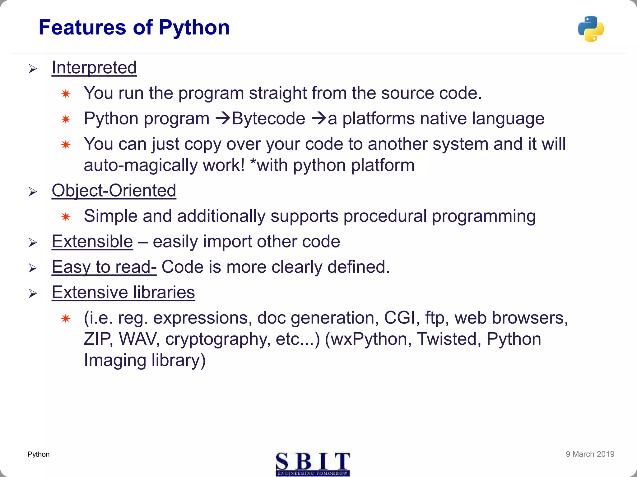 PYTHON FOR BEGINNERS (BASICS OF PYTHON) | PPTX