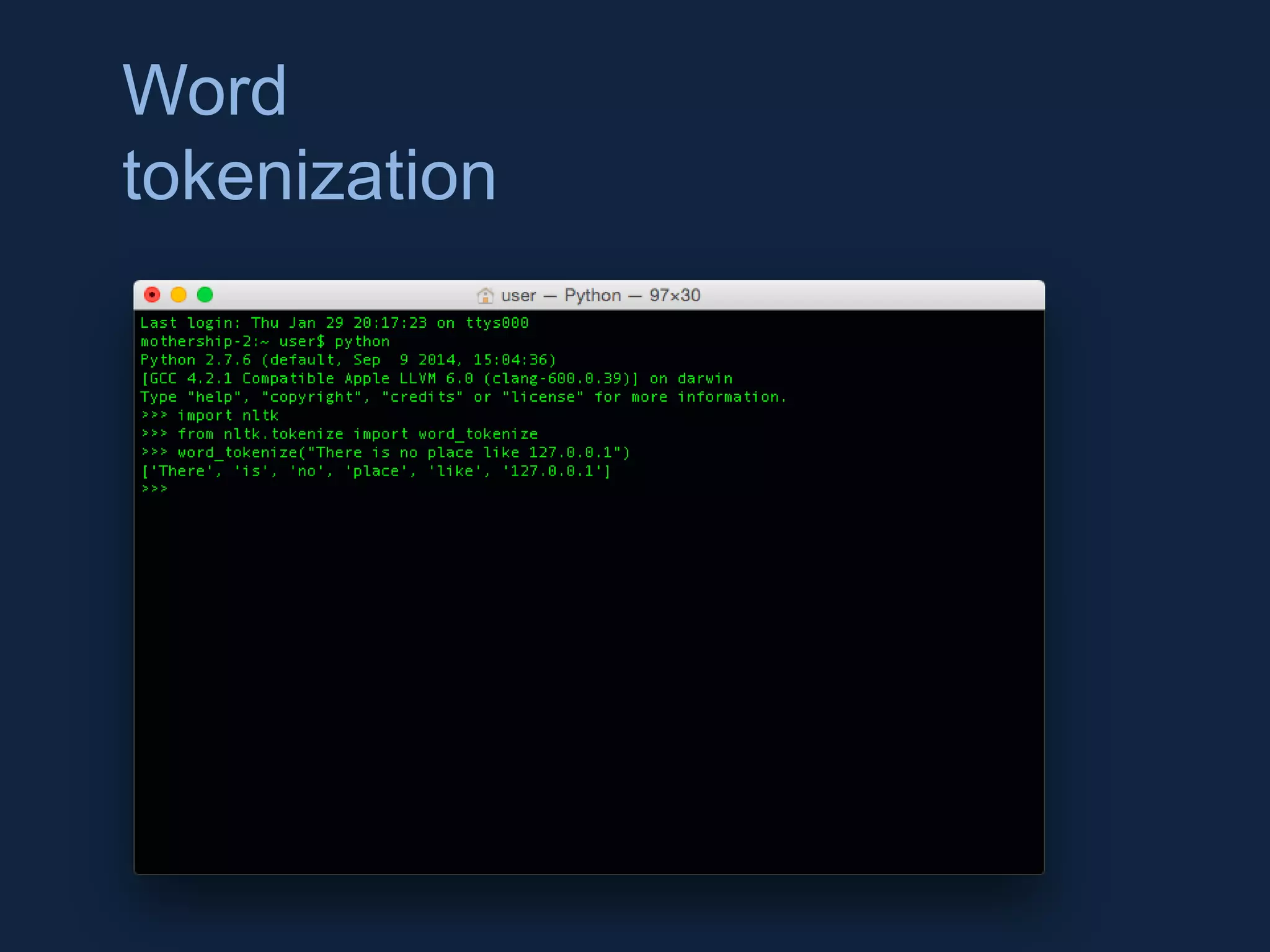 Word
tokenization
 