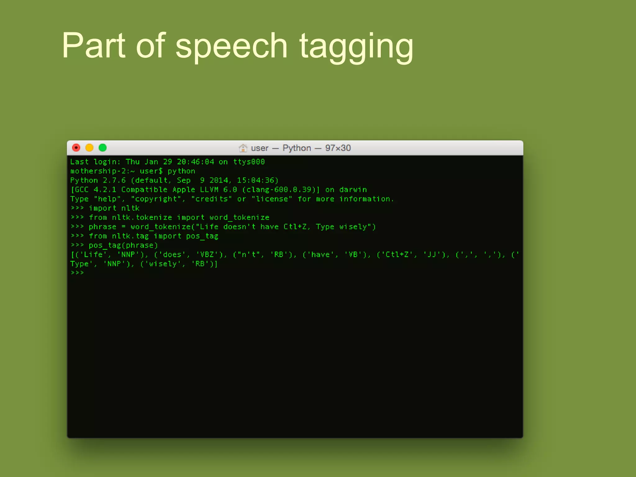 Part of speech
tagging
 