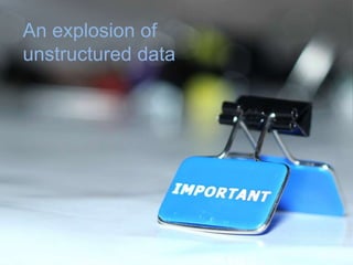 An explosion of
unstructured
data
 