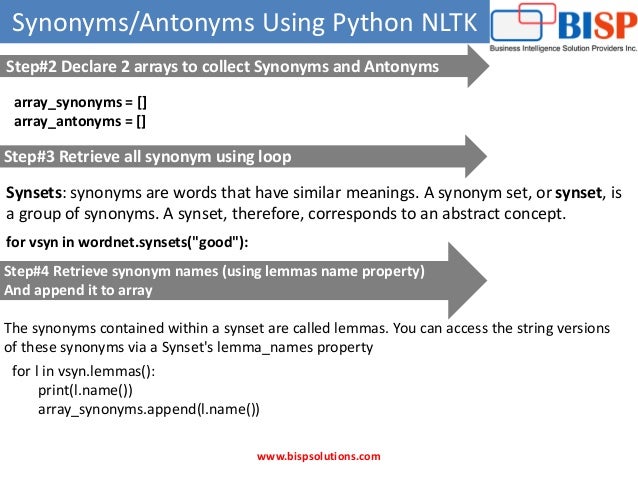 Python Nltk Synonyms And Antonyms Python Nltk Synonyms And Antonyms