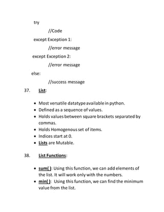 PYTHON NOTES | PDF