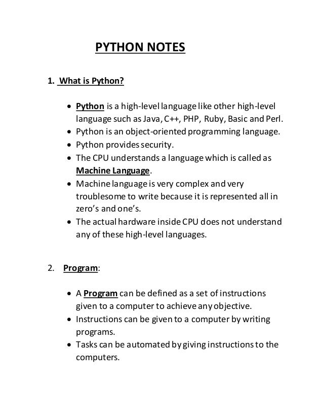 PYTHON NOTES python-notes