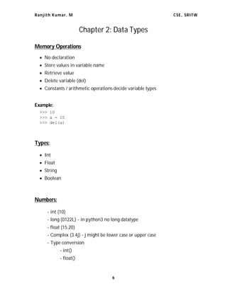 Python details notes chapter 1 introduction to python | PDF