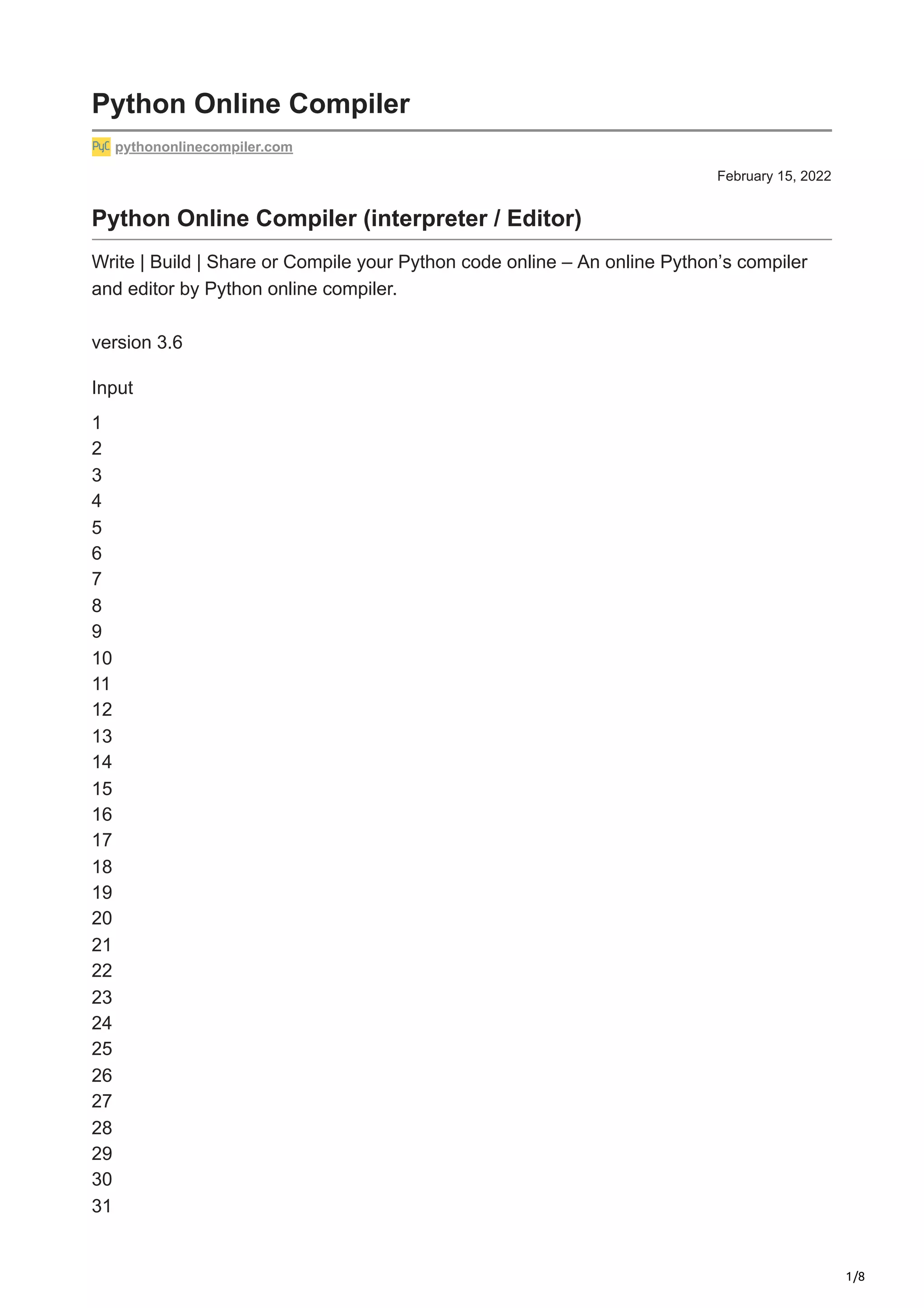 Python Online Compiler | PDF