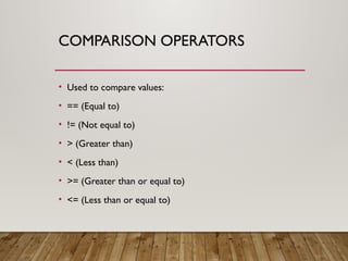 Python_Operations - types of the operators | PPT