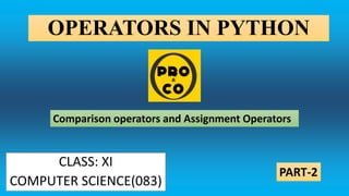OPERATOR IN PYTHON-PART2 | PPT