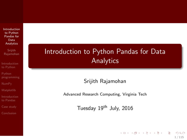 Introduction to Python Pandas for Data Analytics | PPT