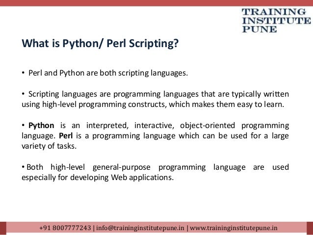 Python perl scripting classes in pune training institute pune