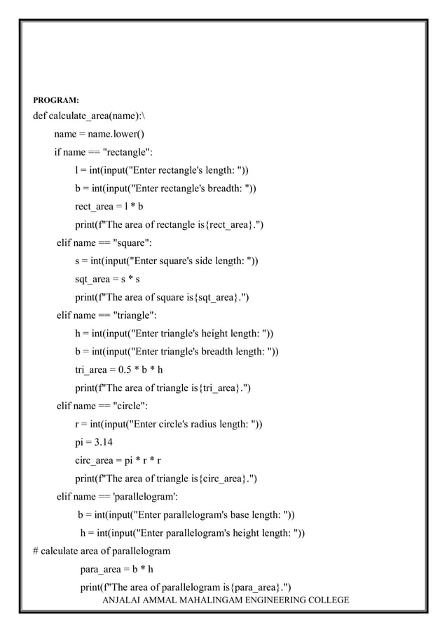 GE3171-PROBLEM SOLVING AND PYTHON PROGRAMMING LABORATORY | PDF