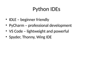 Introduction of Python and Career Opportunities | PPTX
