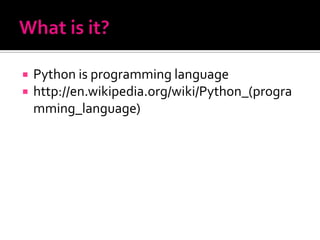 Python powerpoint | PPTX | Programming Languages | Computing