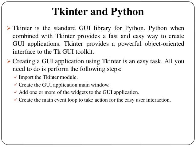 Ppt Tkinter Python Tutorial Python Gui Programming Using Tkinter GUI