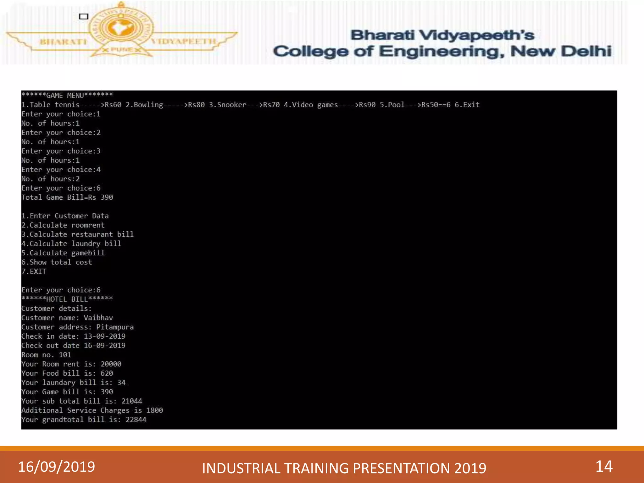 1416/09/2019 INDUSTRIAL TRAINING PRESENTATION 2019
 