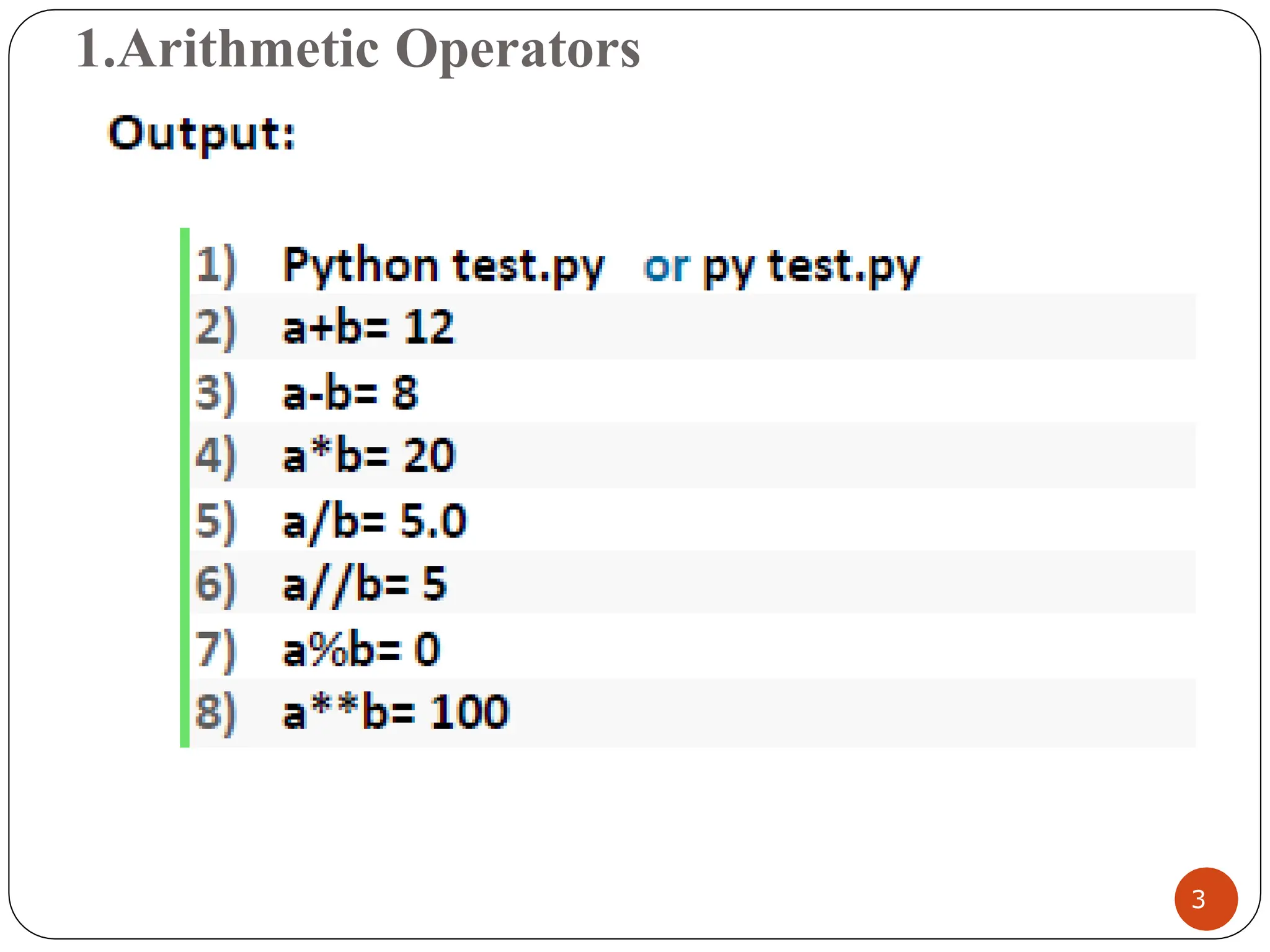 1.Arithmetic Operators
3
 