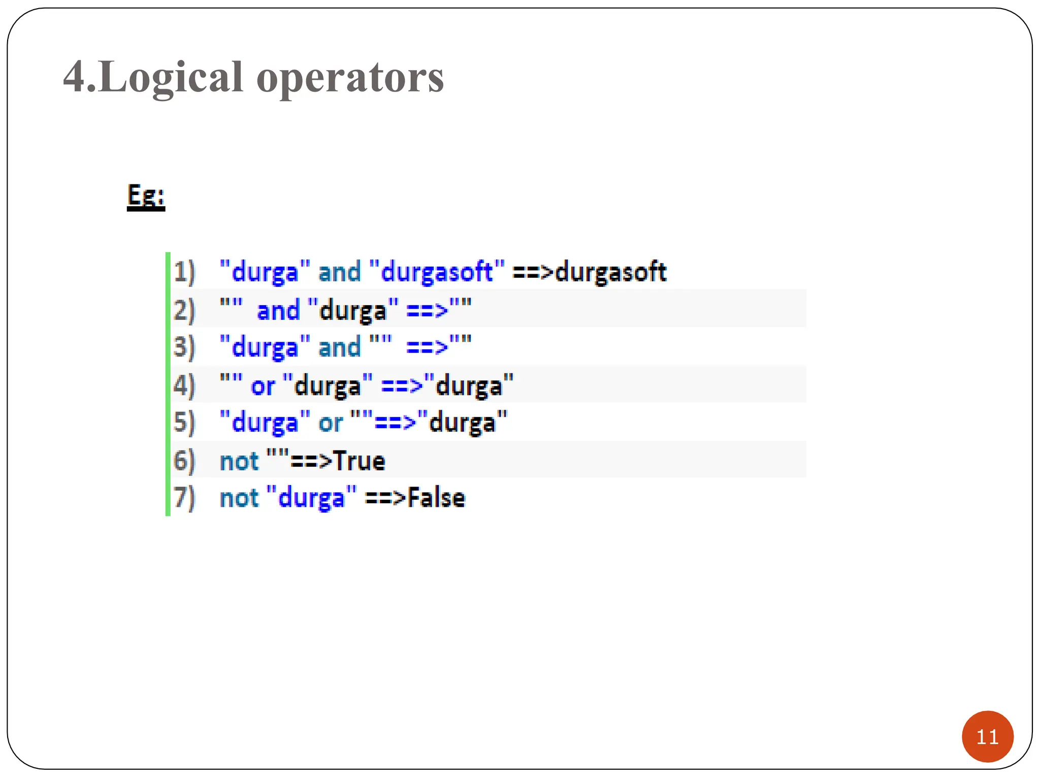 4.Logical operators
11
 