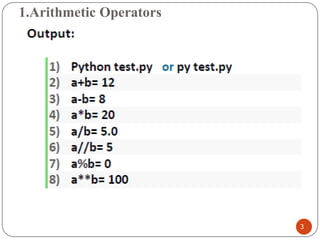 1.Arithmetic Operators
3
 