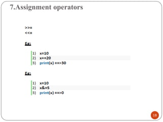 7.Assignment operators
18
 