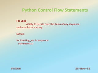 FUNDAMENTALS OF PYTHON LANGUAGE | PPTX