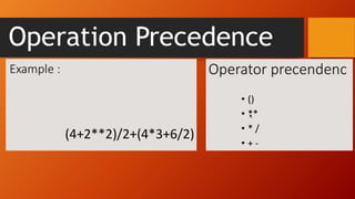 Operation Precedence
 