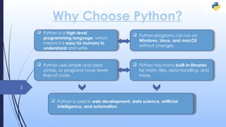 ppt python syntax understanding the syntax and... Python PPT with all basic concepts .pptx