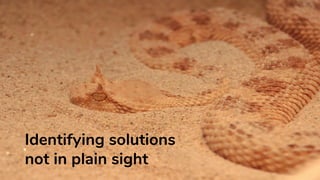 Identifying solutions
not in plain sight
 