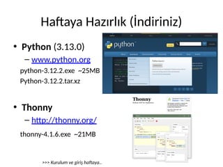 Python Programlama Diline Giriş Güncelleme 2024 | PDF