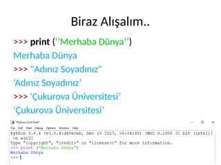 Python Programlama Diline Giriş Ders Sunusu (Güncelleme 2025) | PDF