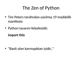 Python Programlama Diline Giriş Ders Sunusu (Güncelleme 2025) | PDF