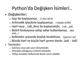INFTEC-2024 Python Programlama Giriş Kursu | PDF