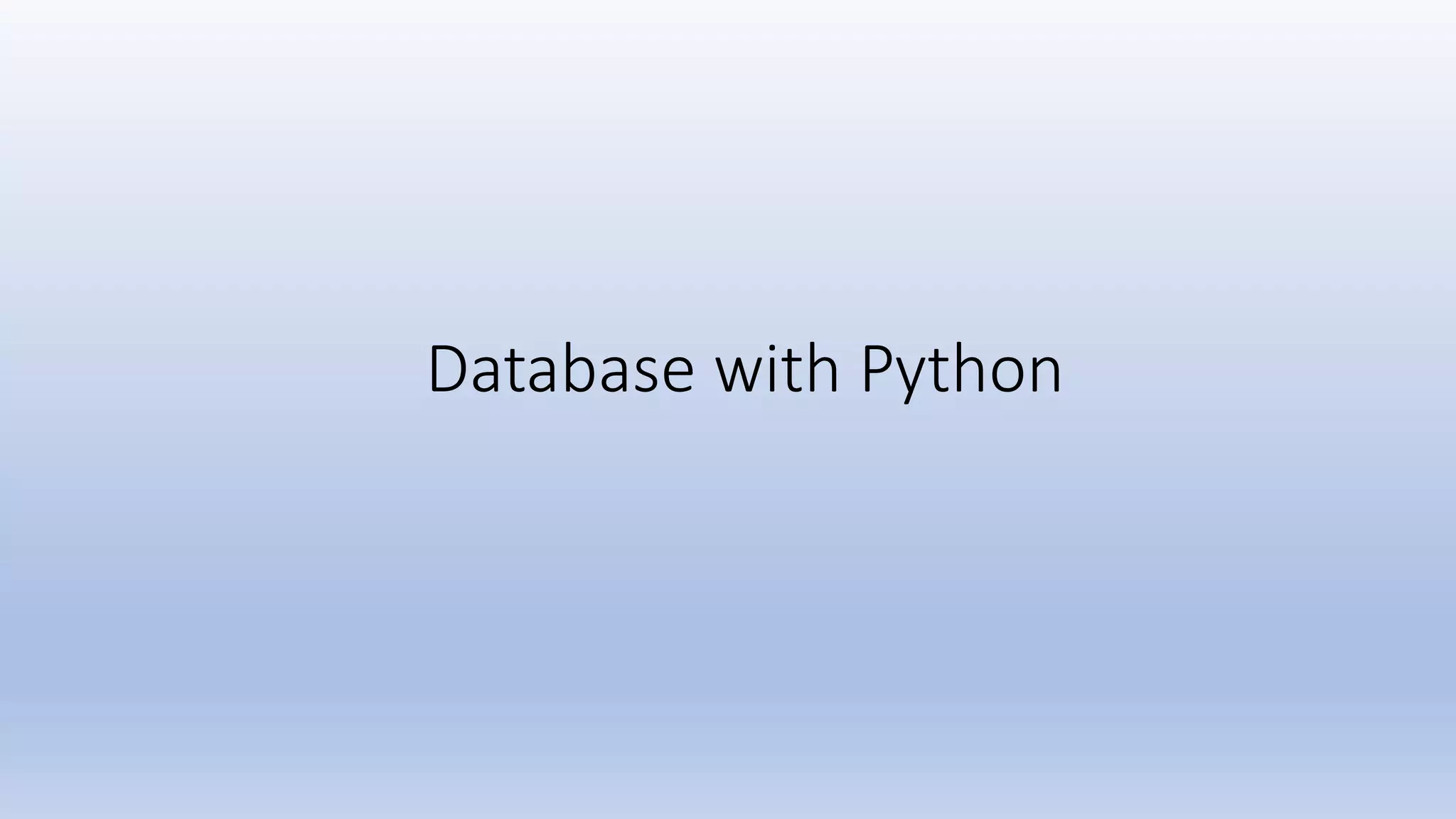 Database with Python 