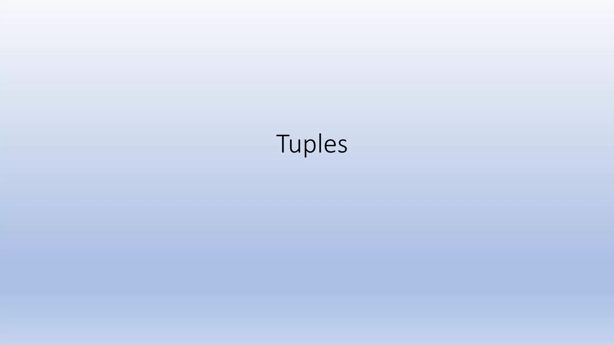 Tuples 