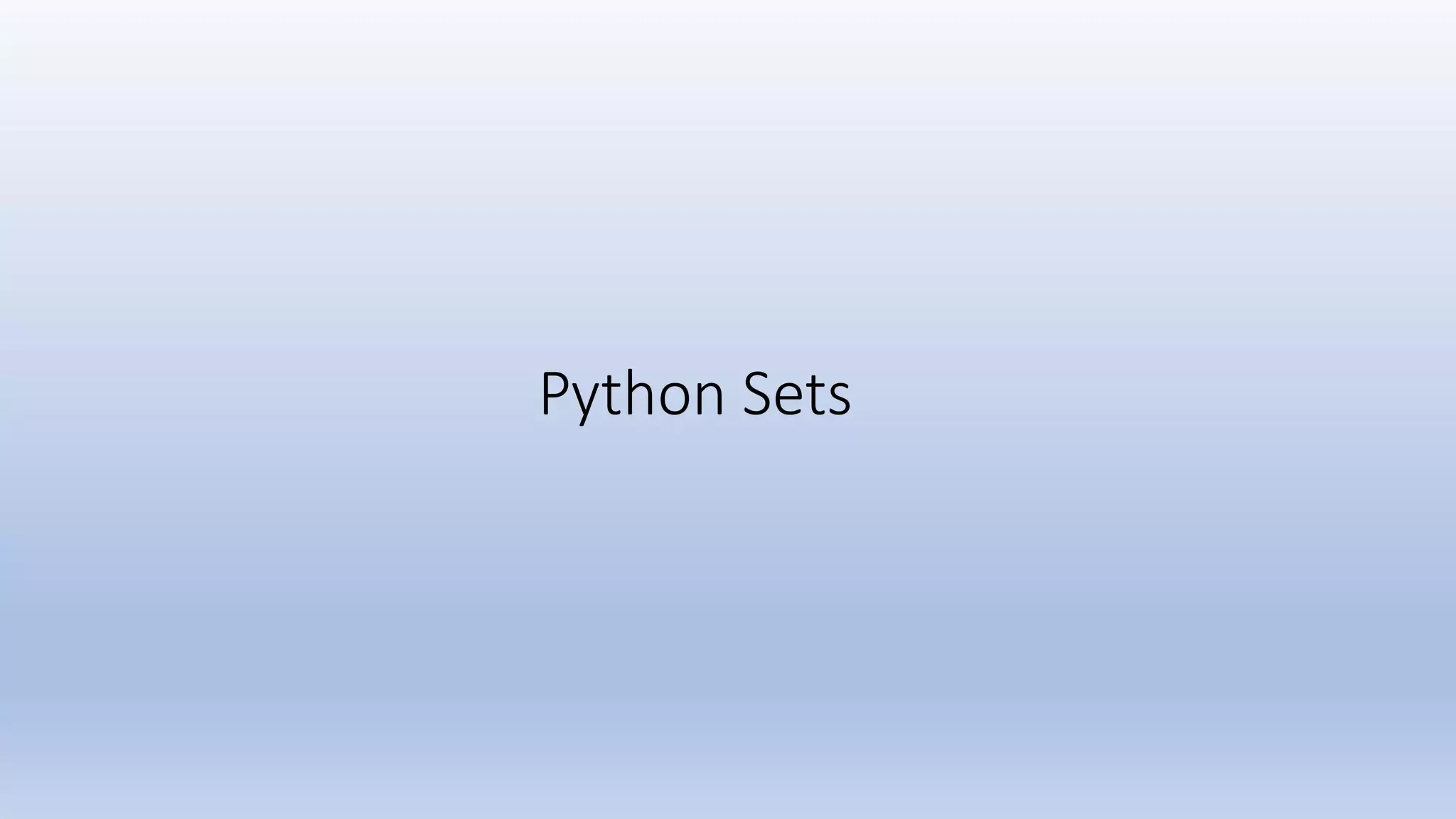 Python Sets 