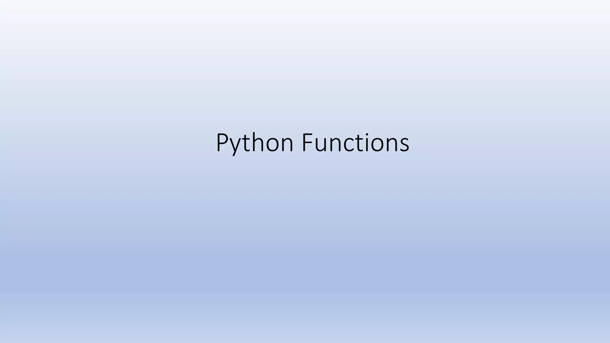 Python Functions 