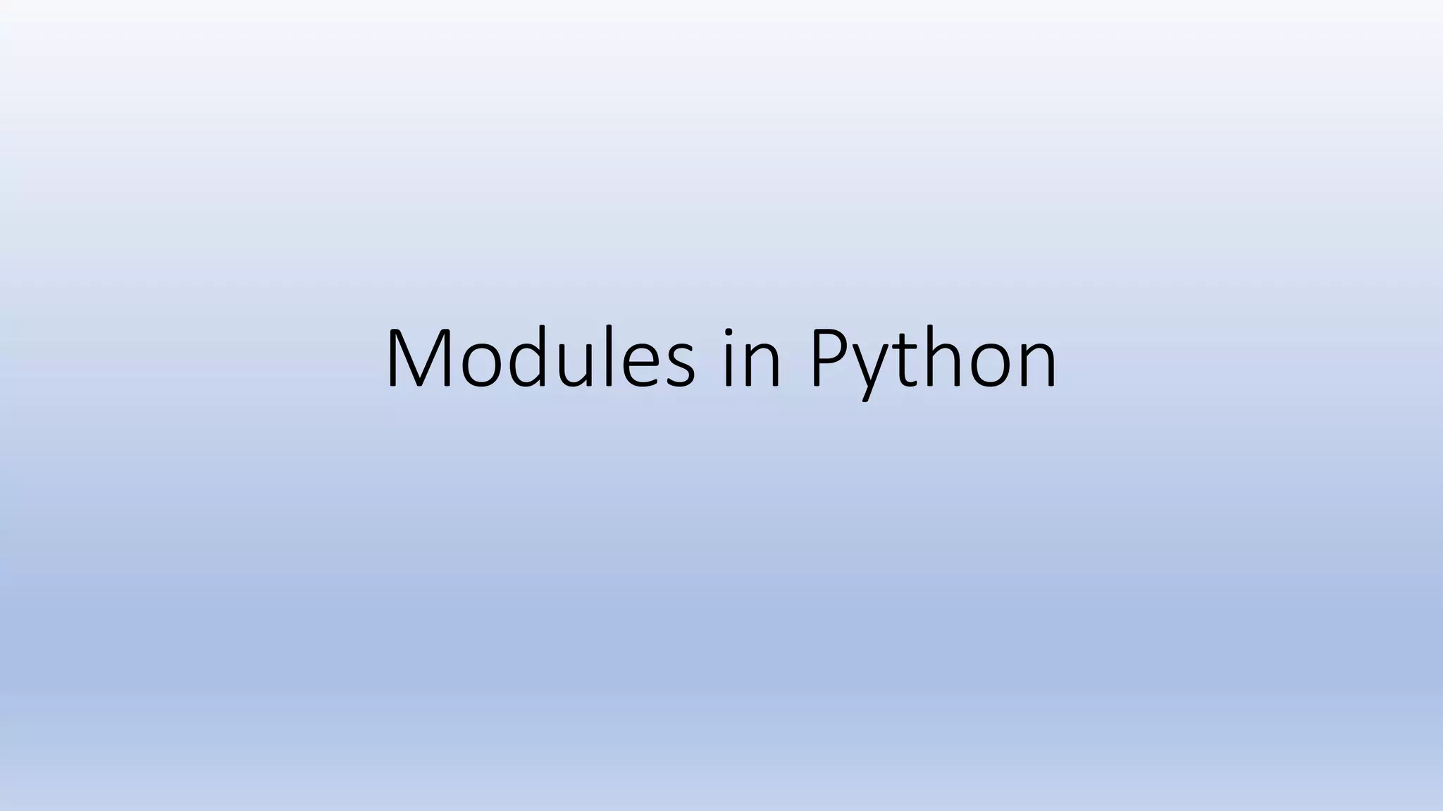 Modules in Python 