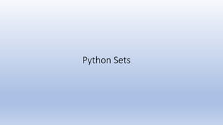 Python Sets
 