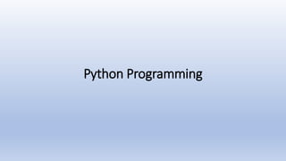 Python programming | PPT