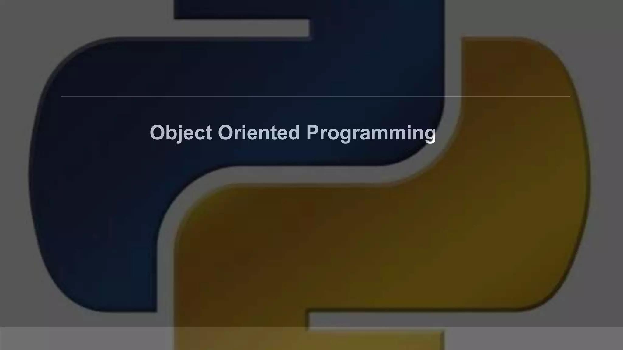 Object Oriented Programming 