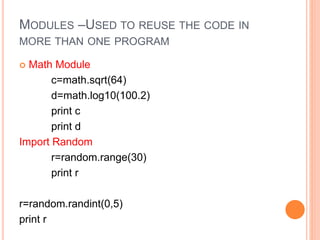 PYTHON PROGRAMMING for first year cse students | PPT
