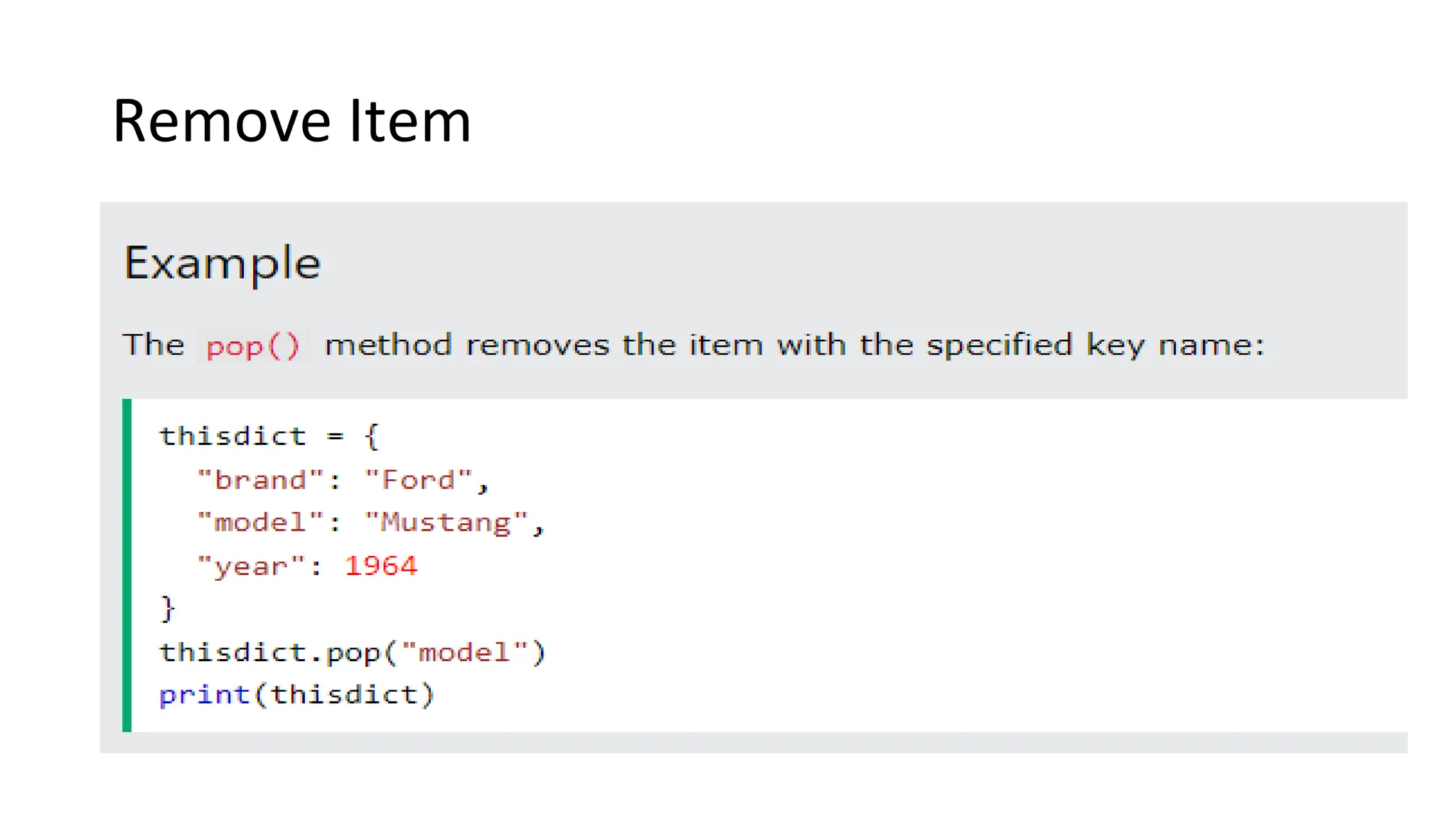 Remove Item
 