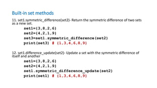 Python programming -Tuple and Set Data type | PPT
